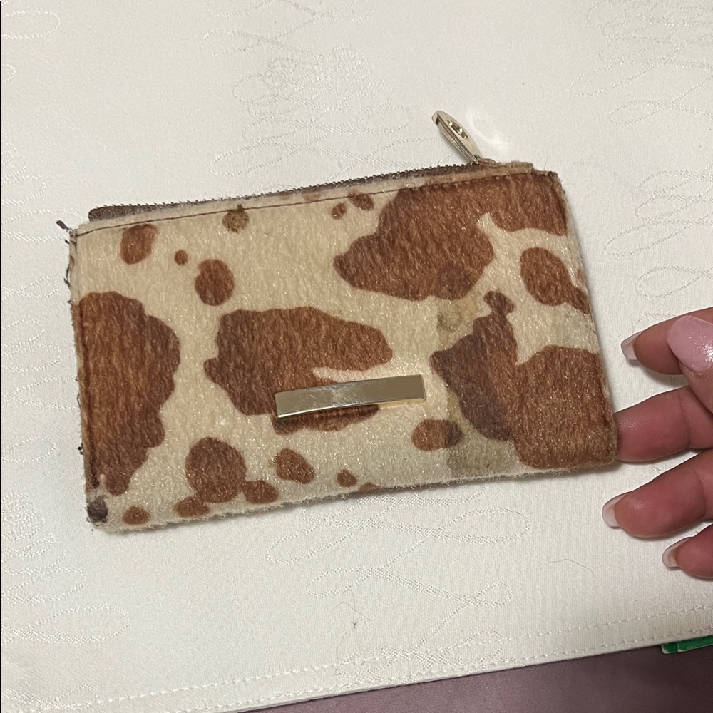 Cow Print Wallet in Brown and Cream - Picture 10 of 14